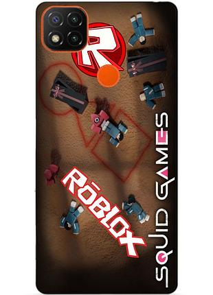 Чехол силиконовый бампер для xiaomi redmi 9c с рисунком roblox игра в кальмара роблокс