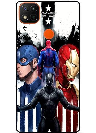 Чехол силиконовый бампер для xiaomi redmi 9c с рисунком marvel марвел человек паук