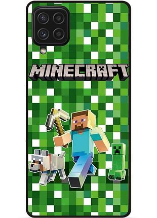 Силіконовий чохол бампер для samsung a12 стів minecraft кріпер майнкрафт