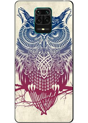 Силіконовий чохол бампер для xiaomi redmi note 9 pro з малюнком сова