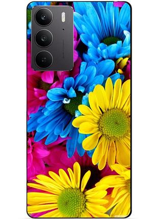 Чехол силиконовый бампер для realme c75 с рисунком хризантемы цветы