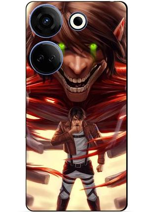 Силіконовий чохол бампер для tecno camon 20 pro з малюнком attack on titan атака титанів
