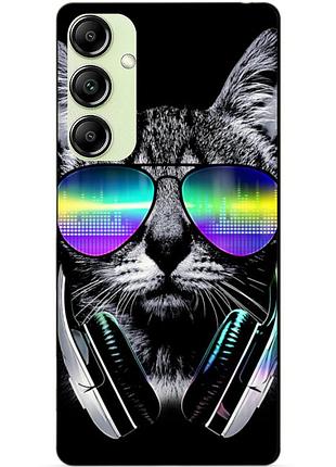 Чехол силиконовый бампер для samsung a14 с рисунком музыкальный кот