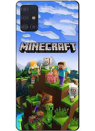 Чехол силиконовый бампер для samsung a71 с рисунком minecraft майнкрафт