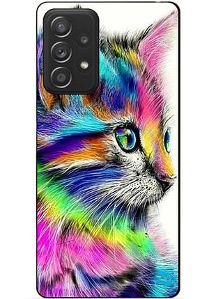 Чехол силиконовый бампер для samsung a23 с рисунком акварельный кот