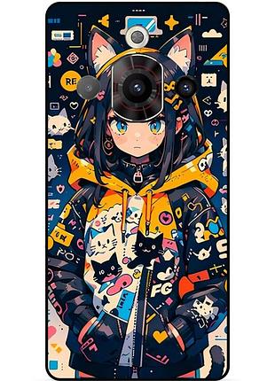 Силиконовый бампер чехол для zte nubia focus pro с рисунком котики аниме