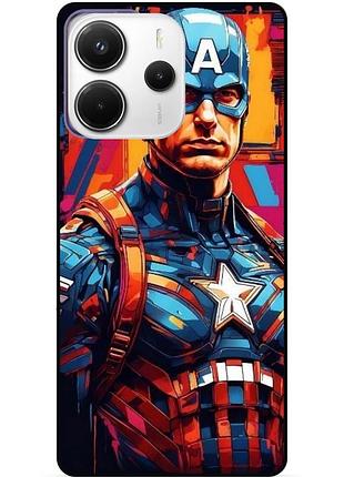 Чехол силиконовый бампер для xiaomi redmi note 14 с рисунком капитан америка marvel captain america