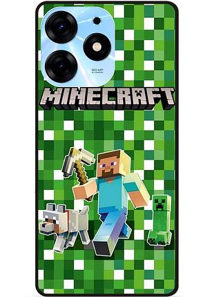 Силіконовий чохол бампер для tecno spark 10 pro стів minecraft кріпер майнкрафт