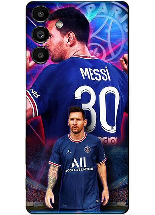 Силиконовый бампер чехол для samsung a56 с рисунком месси псж messi