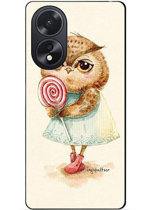 Силиконовый чехол бампер для oppo a18 с рисунком совушка