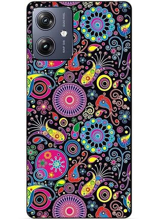 Чехол силиконовый бампер для motorola moto g54 power с рисунком восточные узоры
