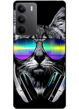 Чехол силиконовый бампер для realme c75 с рисунком музыкальный кот