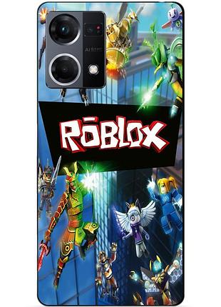 Силиконовый чехол бампер для oppo reno 7 с картинкой roblox роблокс