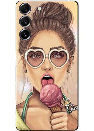 Силиконовый чехол бампер для samsung s23 plus с рисунком мороженое