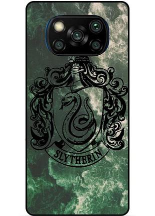 Силиконовый бампер чехол для xiaomi poco x3 с рисунком слизерин slytherin гарри поттер harry potter