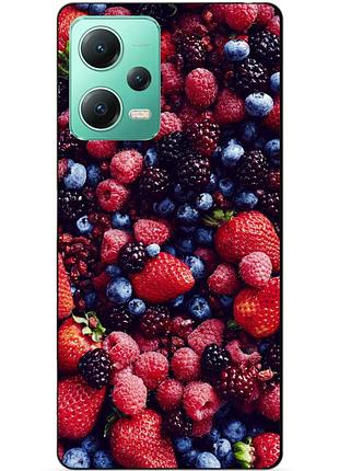 Силиконовый чехол бампер для xiaomi redmi note 12 5g с рисунком ягоды