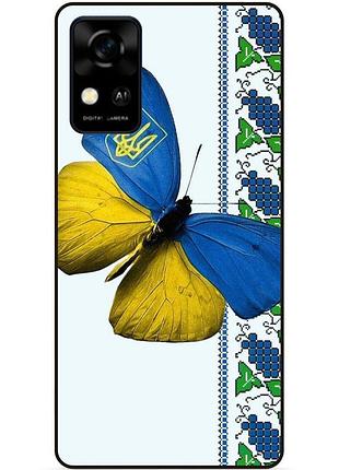 Чехол силиконовый бампер для zte blade a31 с рисунком бабочка украина мотылек