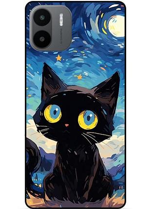Силиконовый бампер чехол для xiaomi redmi a2 котик звездная ночь ван гог