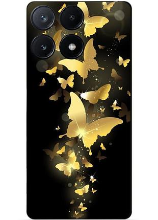 Силіконовий чохол бампер для infinix note 40 (x6853) з малюнком золоті метелики метелики метелики