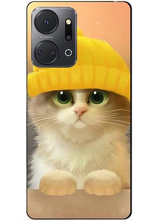 Силіконовий чохол бампер для huawei honor x7a з малюнком котик у шапці