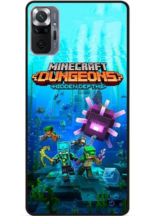 Силиконовый бампер чехол для xiaomi redmi note 10 pro с рисунком майнкрафт minecraft