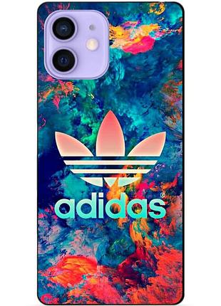 Силиконовый чехол бампер для iphone 12 с рисунком адидас
