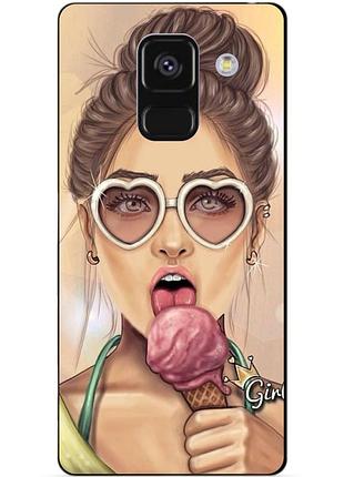 Чехол силиконовый бампер для samsung a8 plus с рисунком мороженое