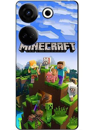 Чехол силиконовый бампер для tecno camon 20 pro с рисунком minecraft майнкрафт