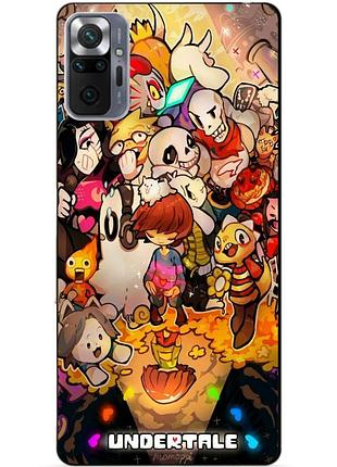 Силиконовый бампер чехол для xiaomi redmi note 10 pro с рисунком андертейл undertale