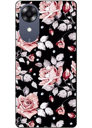 Силиконовый чехол бампер для oppo a17k с рисунком розы цветы