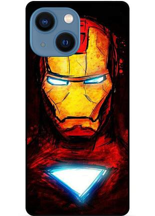 Чехол силиконовый бампер для iphone 14 plus с рисунком marvel марвел железный человек iron man