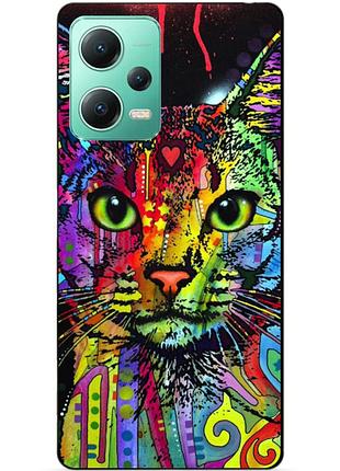 Силиконовый чехол бампер для xiaomi redmi note 12 5g с рисунком неоновый кот