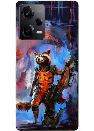 Силиконовый чехол бампер для xiaomi redmi note 12 pro 5g с рисунком енот ракета стражи галактики