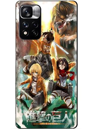 Силиконовый чехол бампер для xiaomi redmi note 11 pro plus 5g с рисунком атака на титанов attack on titan