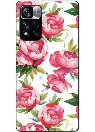 Силіконовий чохол бампер для xiaomi redmi note 11 pro plus 5g з малюнком півонії квіти