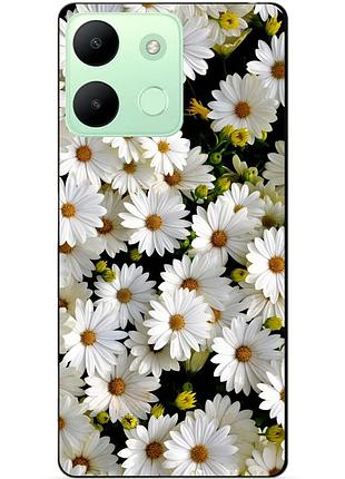 Чехол силиконовый бампер для infinix smart 7 hd с рисунком ромашки цветы