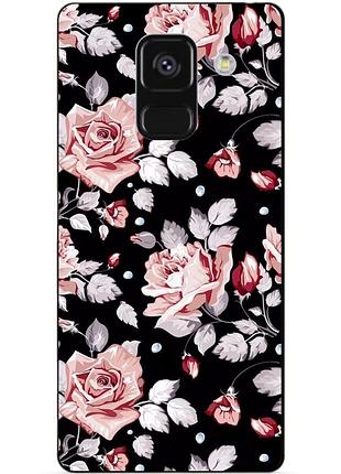 Силіконовий чохол бампер для samsung a8 plus з малюнком троянди квіти
