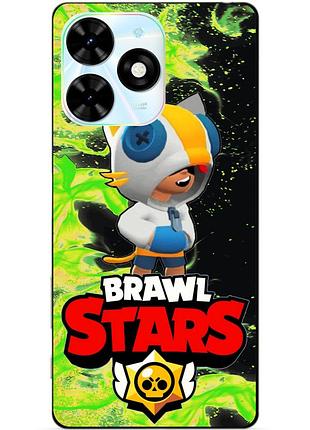 Силіконовий бампер чохол для tecno spark 20 pro з героєм бравл леон кіт