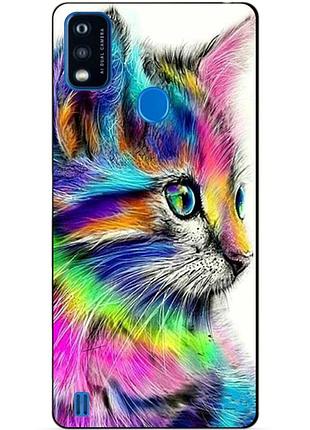 Чехол силиконовый бампер для zte blade a51 с рисунком акварельный кот