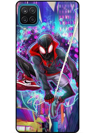 Силиконовый бампер чехол для samsung m12 с картинкой spider man человек паук майлз моралес