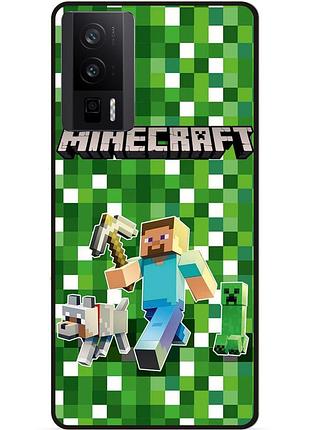 Силіконовий чохол бампер для xiaomi poco f5 pro стів minecraft кріпер майнкрафт