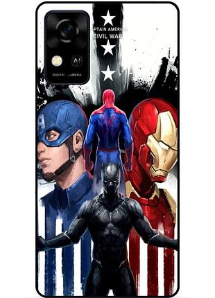 Чехол силиконовый бампер для zte blade a31 с рисунком marvel марвел человек паук