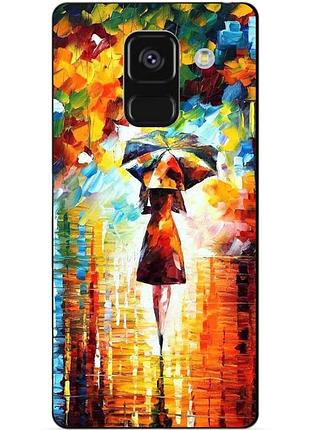 Чехол силиконовый бампер для samsung a8 plus с рисунком прогулка