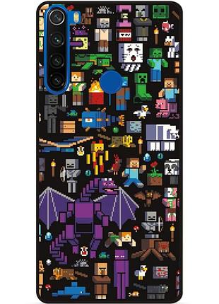Силиконовый чехол бампер для xiaomi redmi note 8t с картинкой minecraft майнкрафт