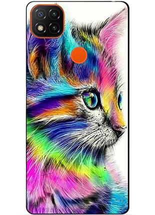 Чехол силиконовый бампер для xiaomi redmi 9c с рисунком акварельный кот