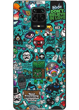 Чехол силиконовый бампер для xiaomi redmi note 9s с рисунком стикеры