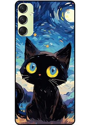 Чехол силиконовый бампер для samsung m52 котик звездная ночь ван гог