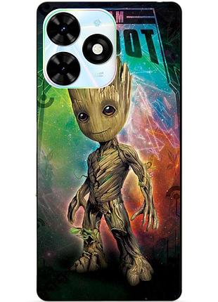 Чехол силиконовый бампер для tecno spark 20 pro с рисунком groot грут стражи галактики