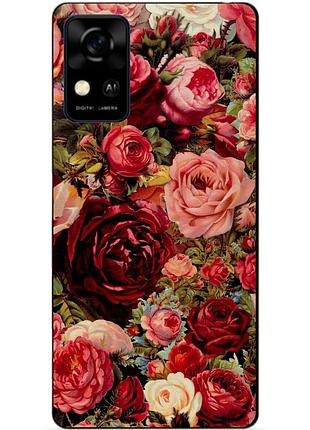 Чехол силиконовый бампер для zte blade a31 с рисунком красные розы цветы