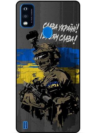 Силіконовий чохол бампер для zte blade a51 з малюнком зсу україна героям слава